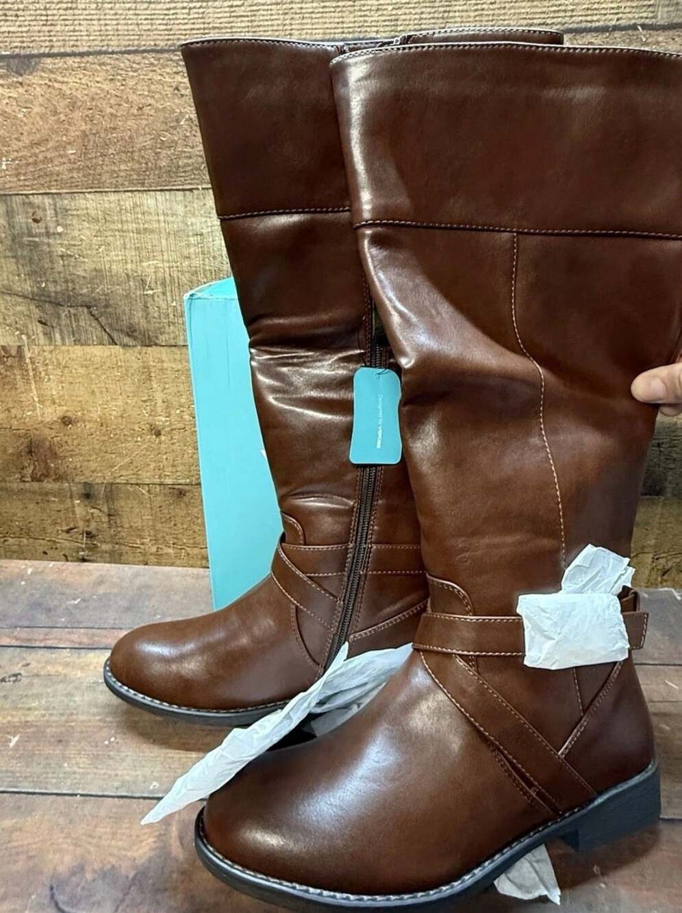 Vepose Knee High Riding Boots Size 8 Brown Synthetic